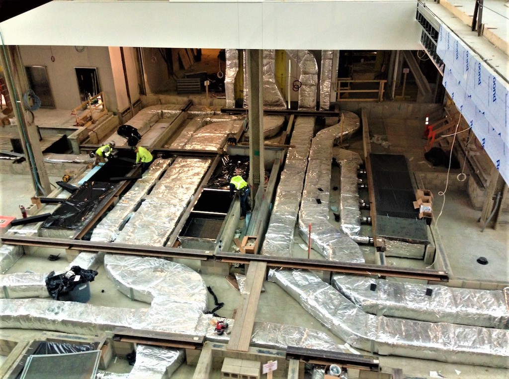 ductwork on floor being assembled