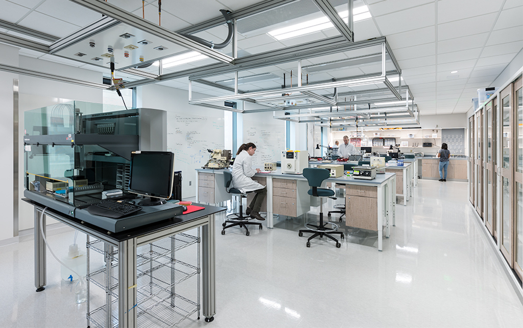 lab desks at Boston University Center for Integrated Life Sciences and Engineering