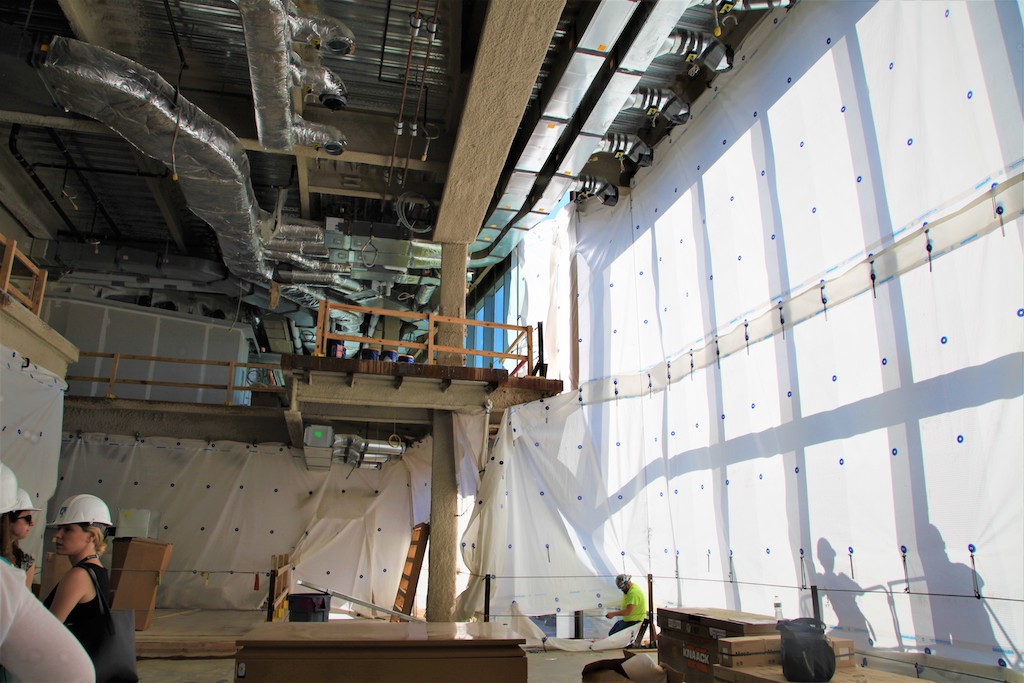 construction of building with ductwork on ceiling