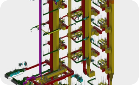 3d rendered design of preconstruction ductwork network